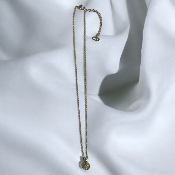 DIOR Multi-Chain Link Silver Choker Necklace and Small Rhinestone Charm Necklace - Picture 13 of 16